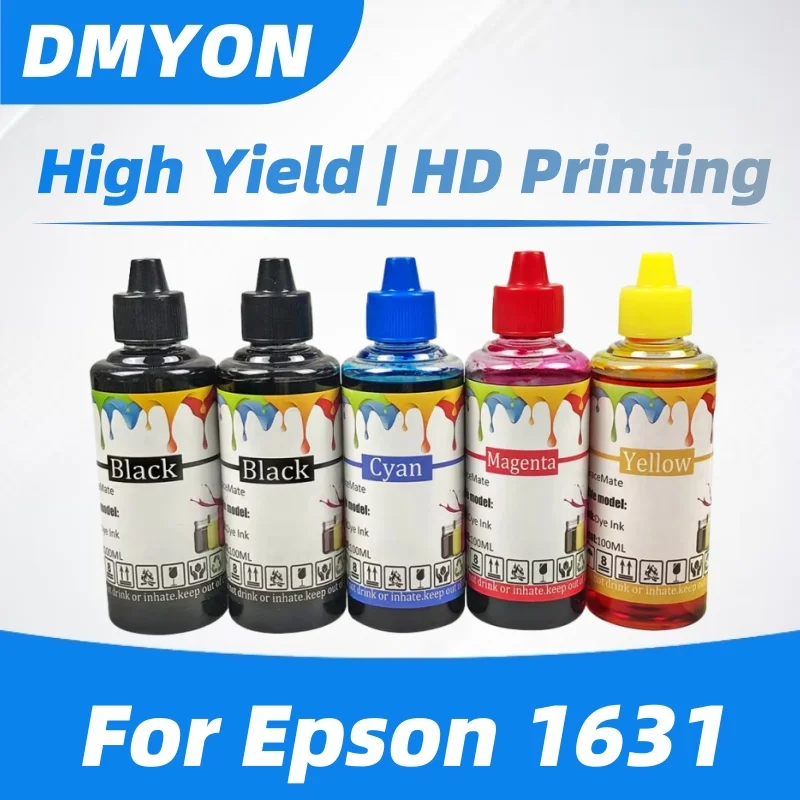 DMYON 1631 1632 1633 1634 Kit de recarga de tinta Compatible con impresora Epson WF-2010W 2510WF 2520NF 2530WF 2540WF 2630WF 2650 2660DWF