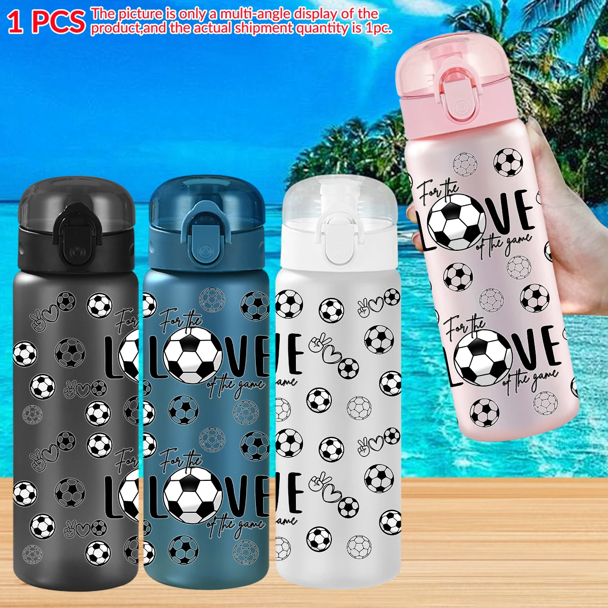 1pc Football Print 26oz Plastic Water Bottle Outdoor Sports Water Bottle Birthday/back To School Season Gift view 2