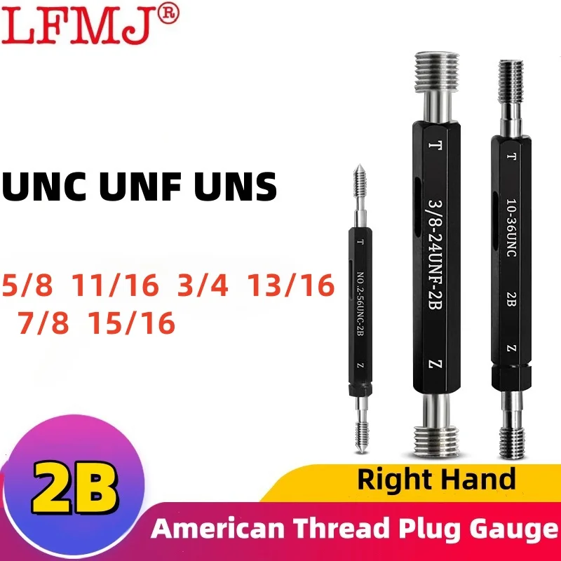 1PCS 2B UNC UNF UNS Steel Mer-cury Gage American Standard Fine Thread Plug Gauge  5/8 11/16 3/4 13/16 7/8 15/16 Measure Tool