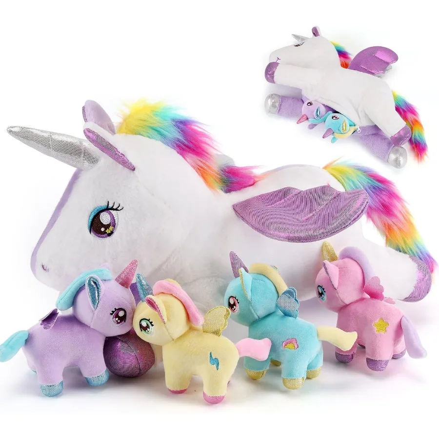 

5 Pieces Unicorn Stuffed Animals - Purple Plush Toys for Girls Ages 3-8 Unicorns Gifts for Christmas Valentine's Birthday Soft