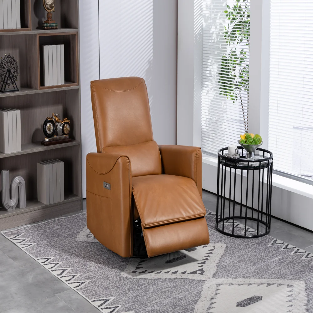 Modern Adjustable Electric Recliner Sofa Multifunctional Family Furniture Extendable Wood Upholstered Synthetic Leather Fabric