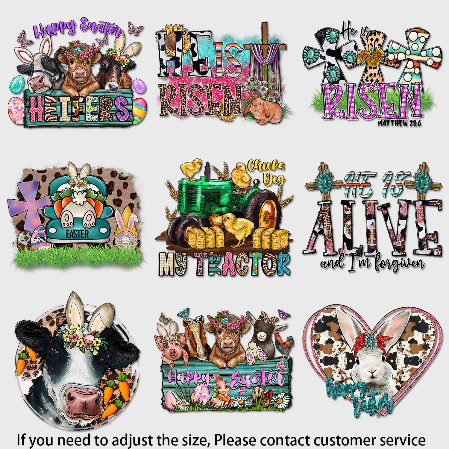 Iron-on Decal Crucifix Playful Cartoon Easter Patch Colorful Creations stickers for  clothes Perfect for DIY Gift