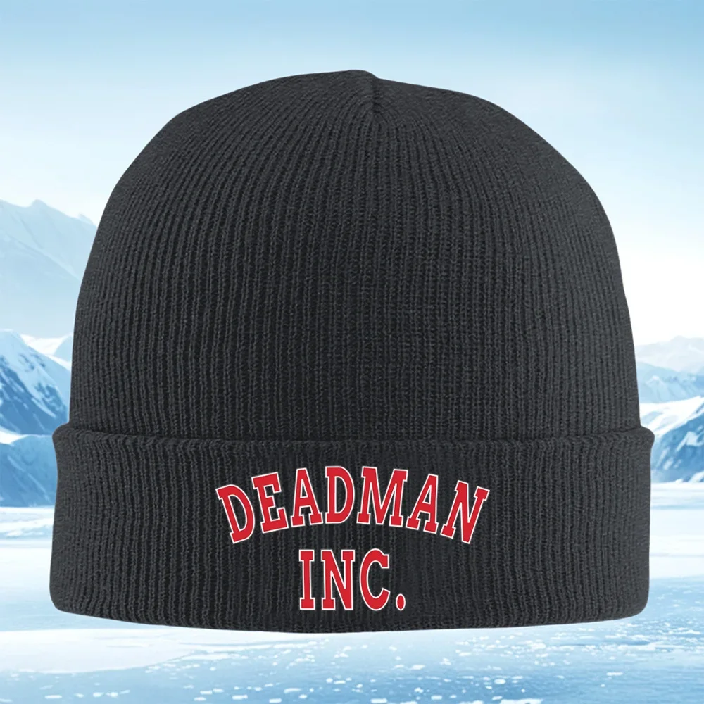 2026 DEADMAN INC company logo strong text Men Women Unisex Knitted Hat Beanie Pullover Cap Winter Thermal Warm Christmas Outdoor