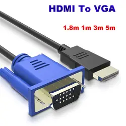 1.8m 1m 3m 5m Projector HDTV For HD Player HD 1080P Converter HDMI To VGA Cable Adapter