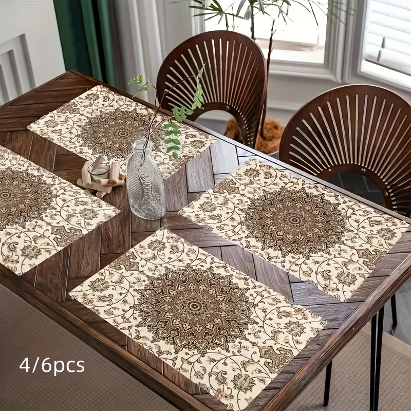 Bright Yellow Black Bee Hive Hexagon Pattern Rectangular Placemat Set For Nature Theme Table Decor Coffee Shop