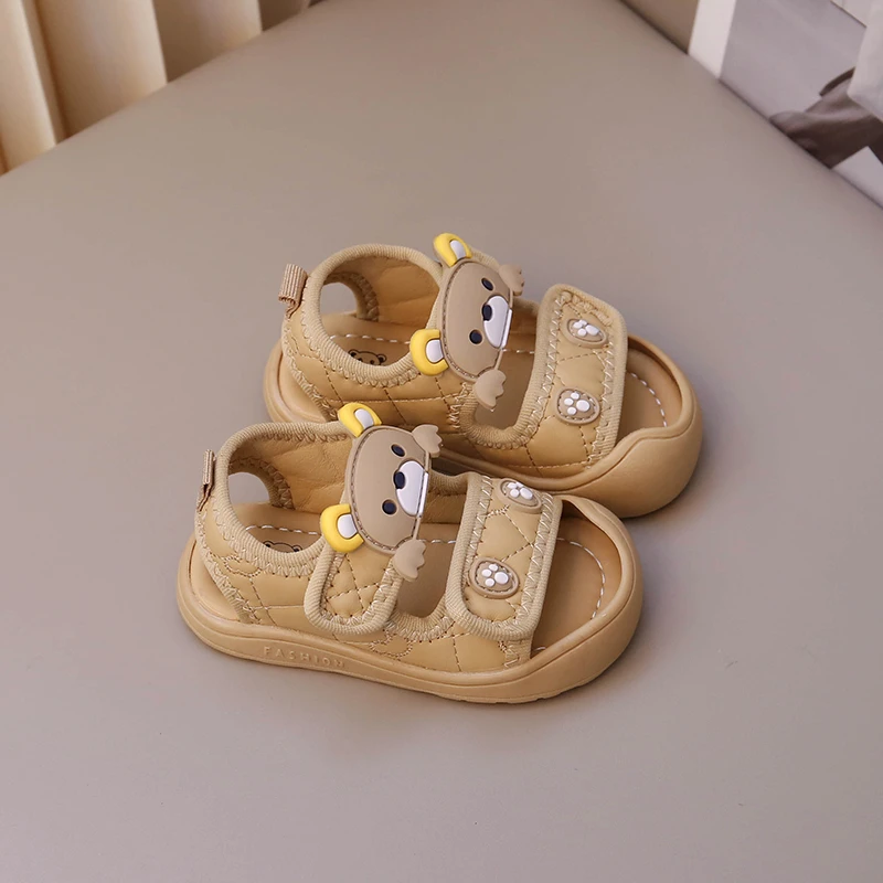 Simple Cute Newborn Baby Toddler Sandals Cartoon Bear Casual Children Sandal Boy Girl Baby Soft Comfortable Kick Resistant Shoes