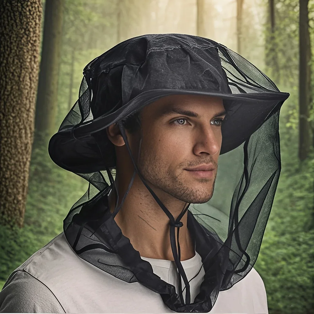 

EVA Outdoor Mosquito Net Hat - Automatic retractable mesh, breathable and machine washable, perfect for camping and fishing.