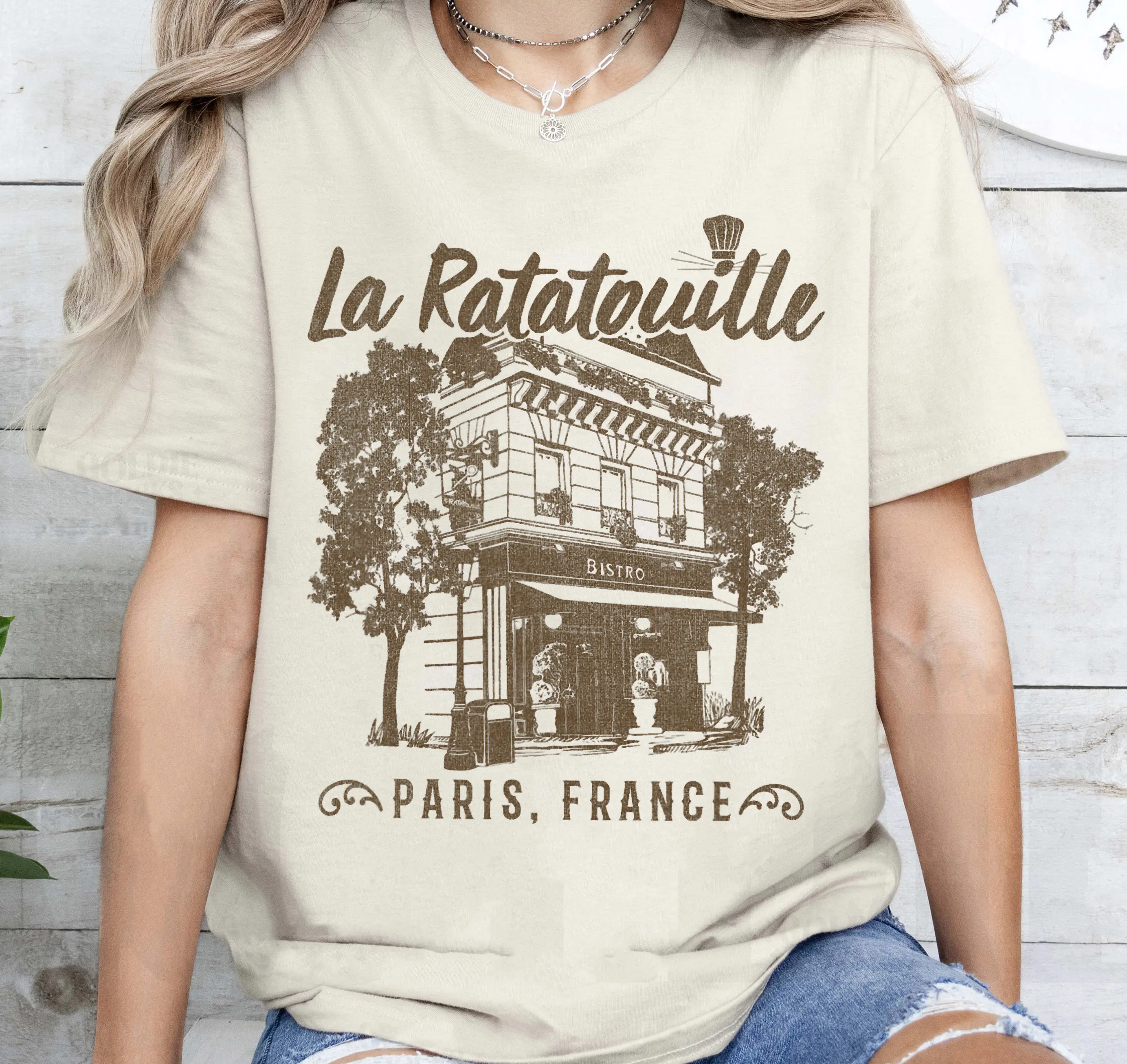 Disney Pixar Ratatouille Paris Frankreich Vintage Restaurant T-Shirt Disneyland Urlaubsreise, passende Familienhemden, Magic Kingdom