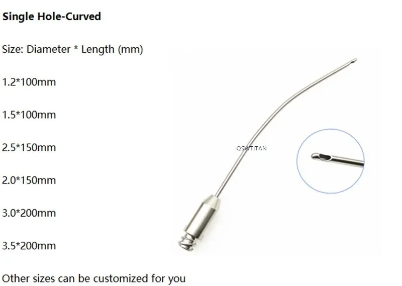 Single Hole Curved Cannula 1PCS Liposuction Cannula Micro Single HoleUsed for Facial Surgery Fat Transfer Needle