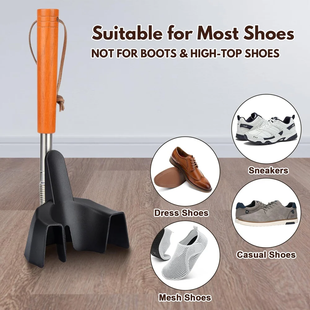 AB41-Shoe Horn Long Handle For Seniors, Extended Foot Shoe Funnel, Shoe Assist Device For Sneakers, For Soft Shoes