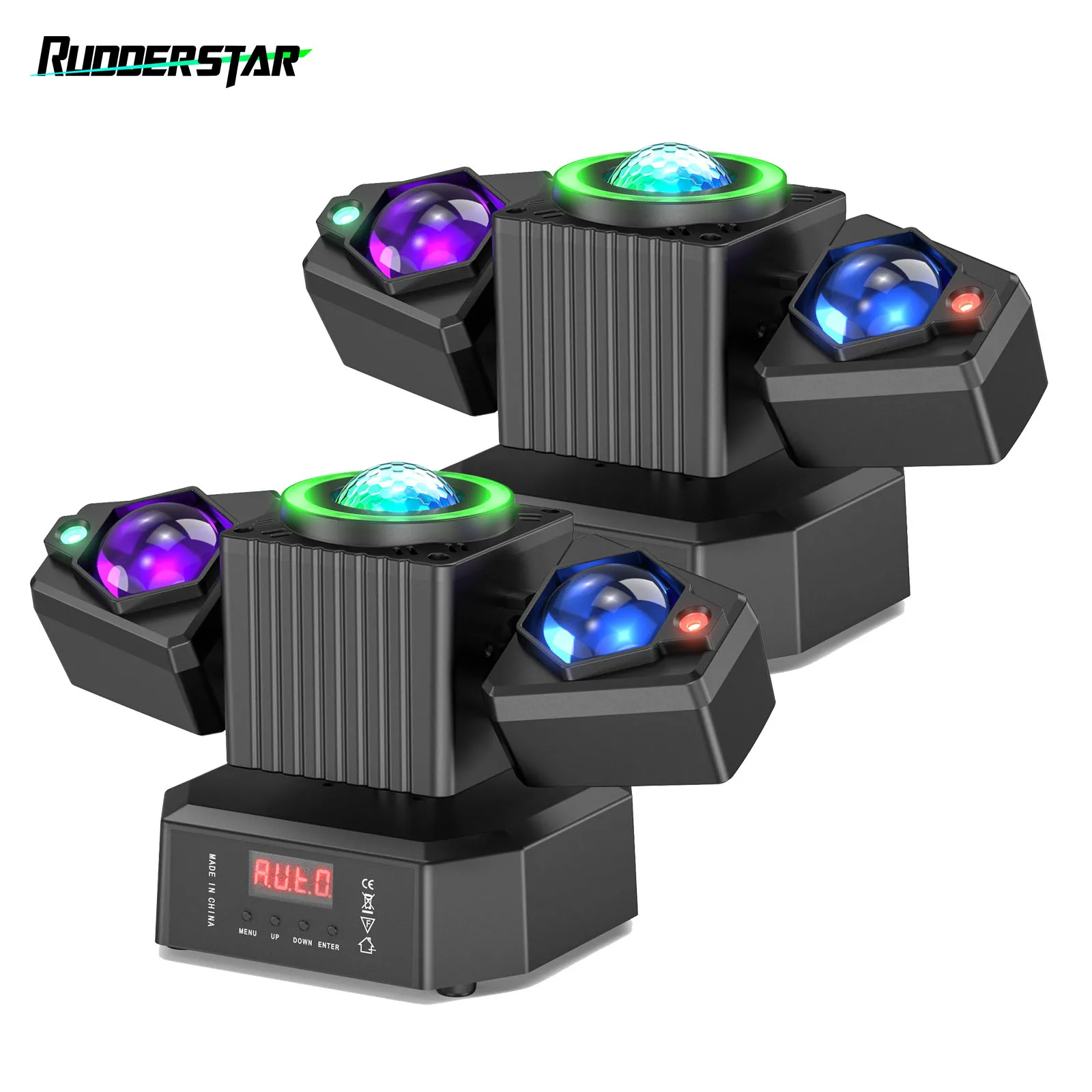 2 Stück RGBW 4-in-1 Magic Ball Light LED-Strahleffektbeleuchtung 65W Zweigängiger Moving Head Scheinwerfer DJ Disco Party Beleuchtung Bühnenprojektor