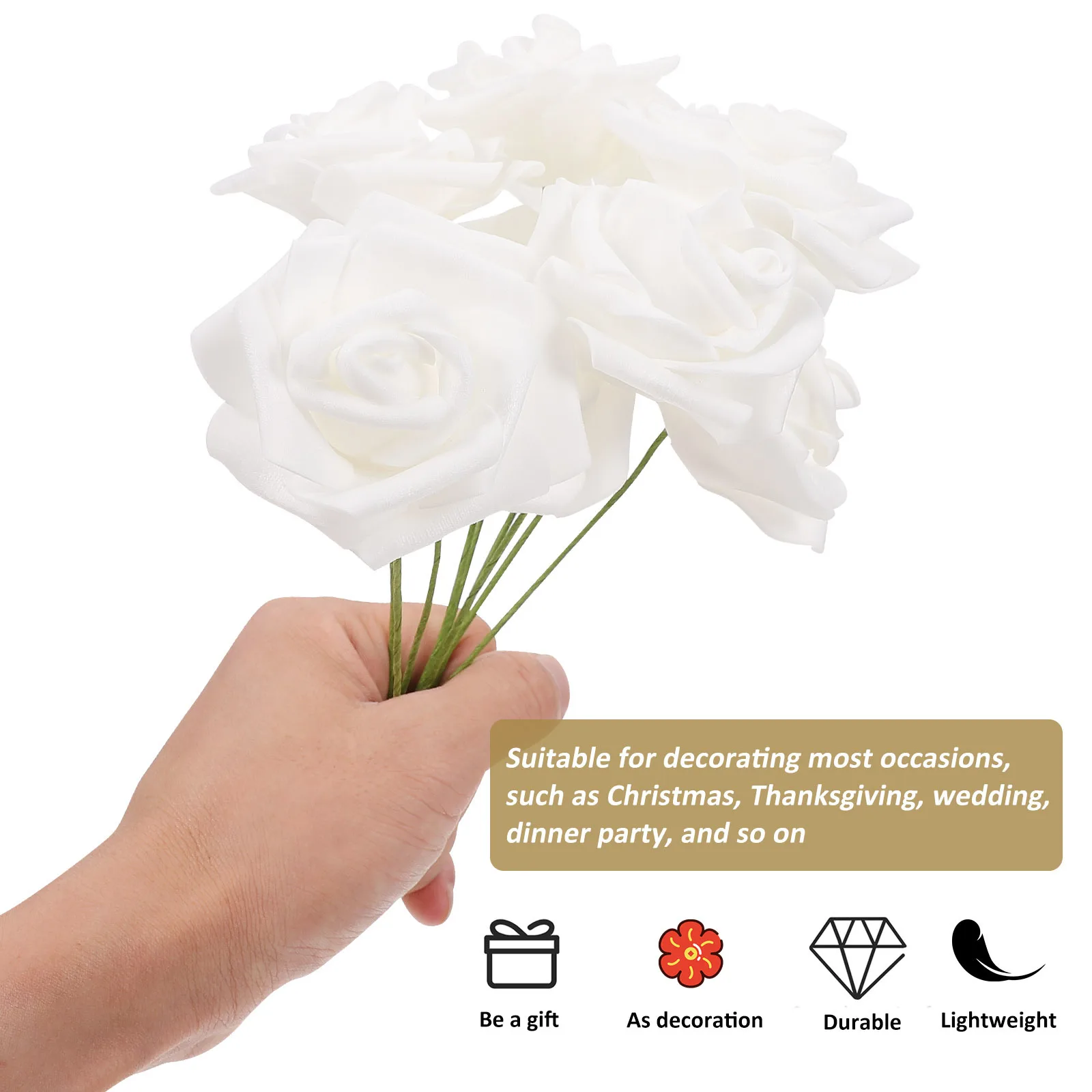 

50Pcs Artificial Rose Flower Simulation Wedding Decor DIY Bouquet Home Decoration Supplies Simulation Rose