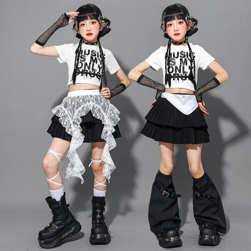 Completo Hip Hop per ragazze Crop Top Pantaloni cargo per danza di strada Pantaloncini K-pop per bambini Streetwear Costume jazz per bambini Set di vestiti per gruppi di ragazze