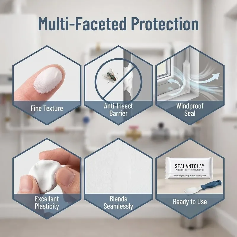 Sealant Clay, Reusable Moldable Air Conditioning Hole Sealing Putty, Waterproof Pest Proof Gap Filler for Pipe Hole, Wall Cracks, Plumbing Sealing