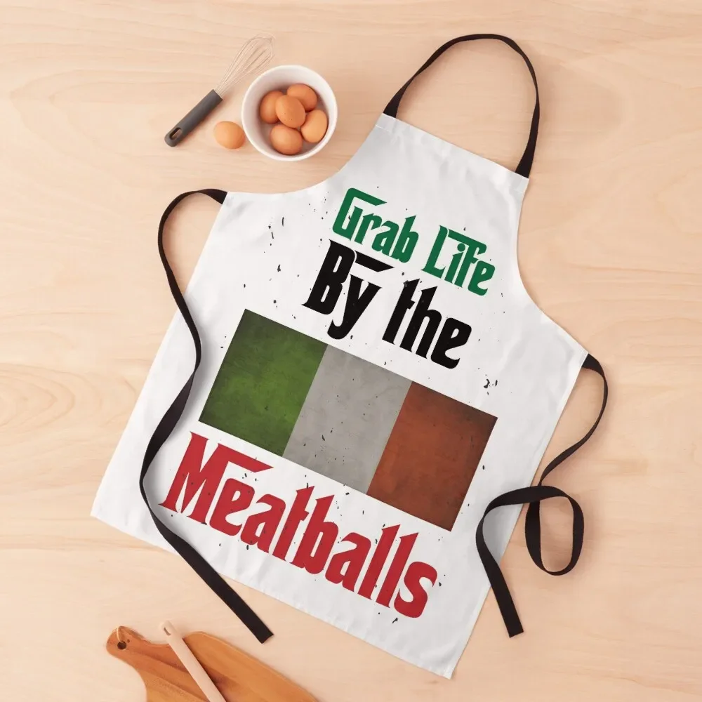 

Grab Life By The Meatballs Apron Women Kitchen'S Woman Kitchen Chef Uniform Women christmas decoration Apron