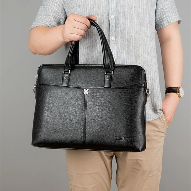 Sac à main en cuir PU pour hommes d'affaires, étuis à bombes à fermeture éclair, sac de messager de luxe pour documents initiés, sac pour ordinateur portable masculin