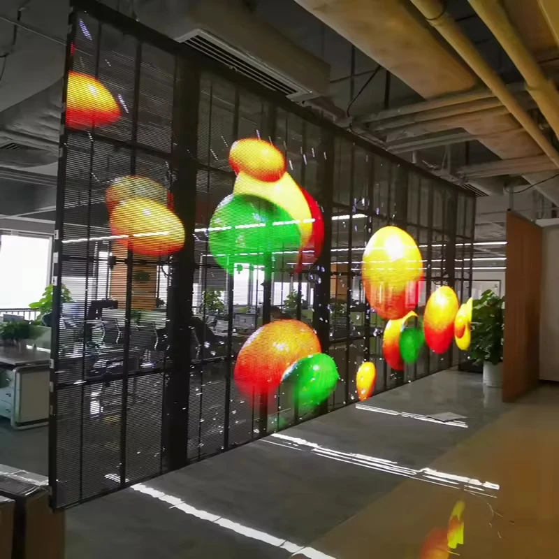 

Store Window Advertising LED Display Transparent LED screen Glass LED Scre P2.8 P3.91 ice Curtain Glass Video Wall Panel