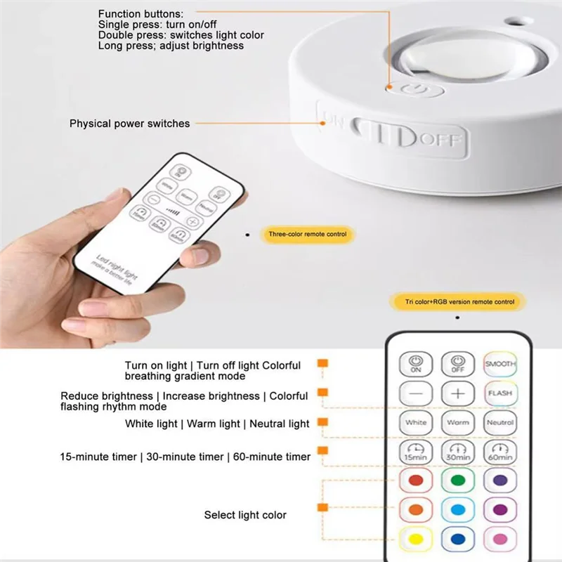 

Closet Lights Wireless Stick On LED Under Cabinet Light 500Mah Dimmable Wireless Under Counter Lights With Remote-AT64