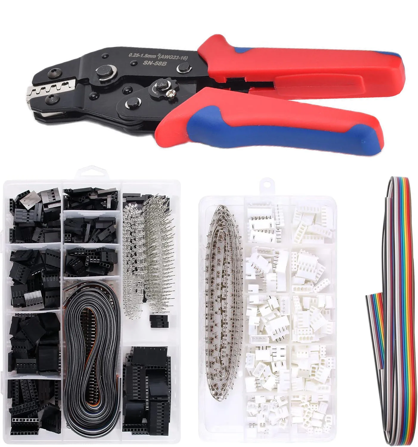 2.54mm Dupont Crimping Tool Kit SN-58B Ratcheting Wire Crimper Plier,Dupont Connector Male Female Crimp Terminal AWG24-14