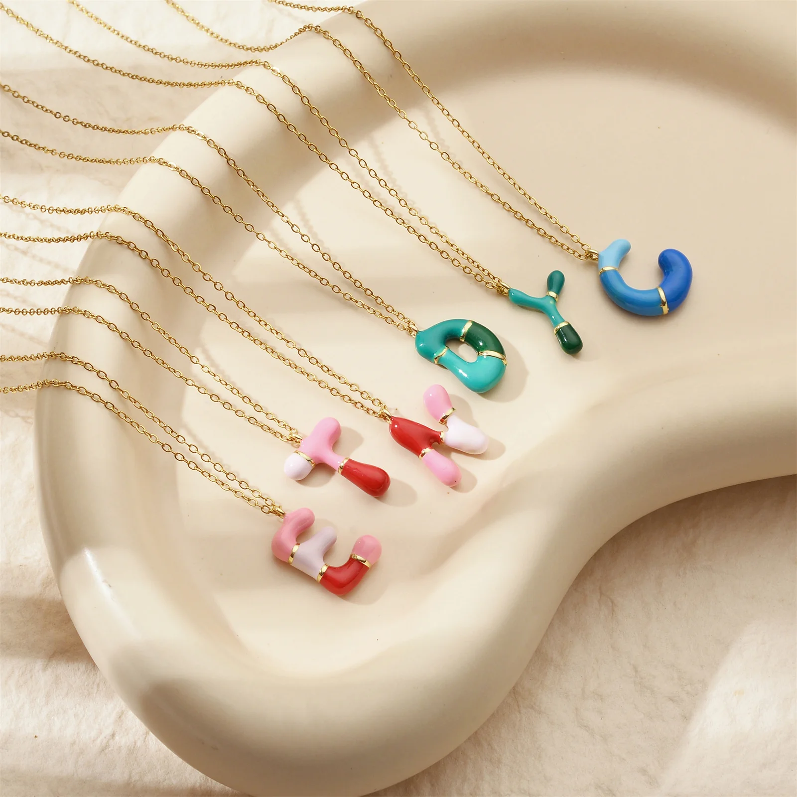 26 English Letter Initial Women Necklace Box Chain Multicolor A-Z Pendant Long Necklace for Women's Jewelry Gift image 3