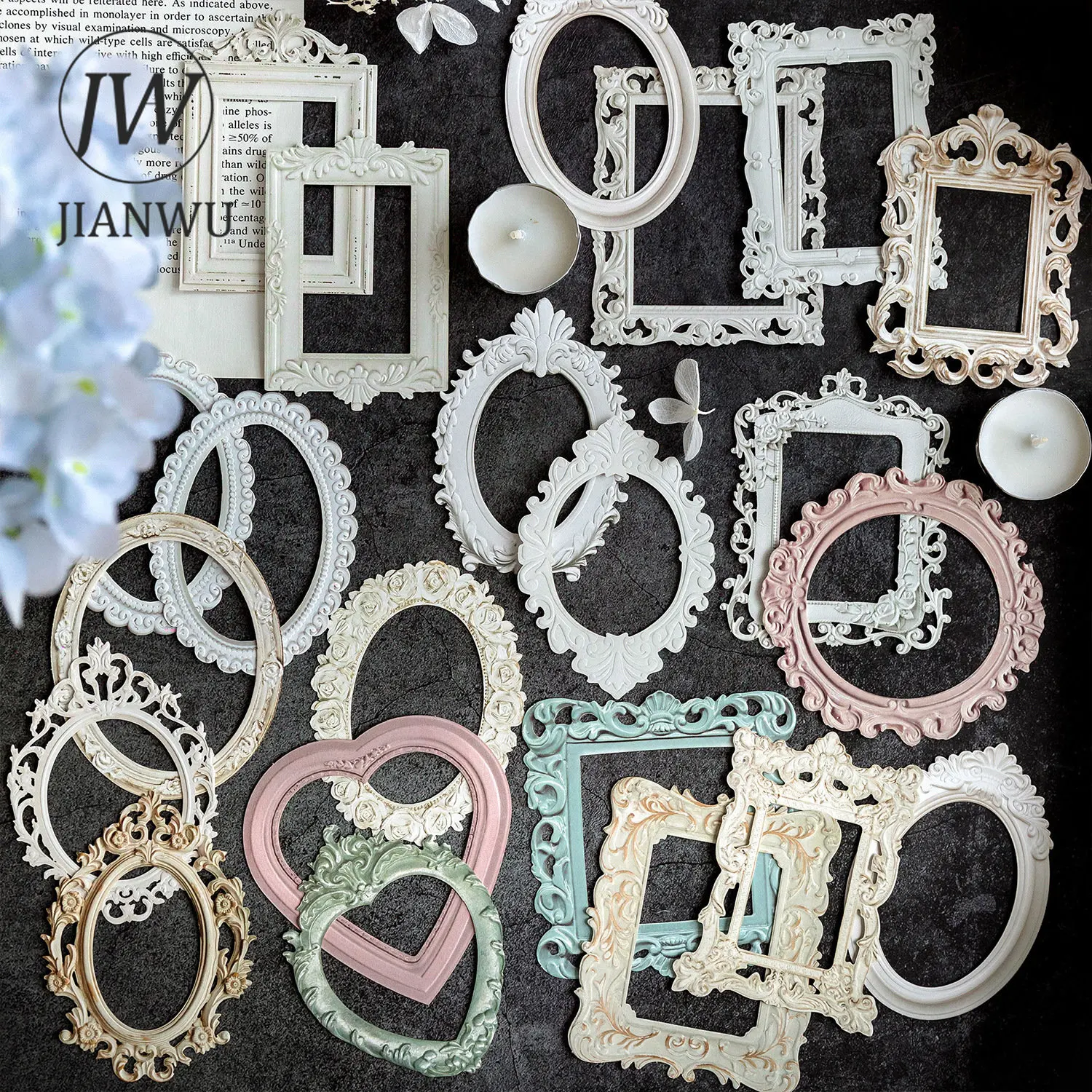 JIANWU 10 Sheets Romantic Encounter Series Vintage Hollow Border Embossed Collage Material Paper Creative DIY Decor Stationery