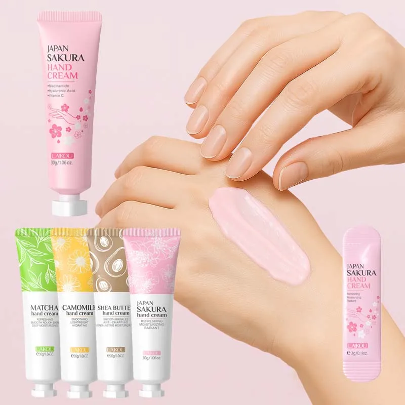 Sakura crema nutritiva para manos crema hidratante para manos antiagrietamiento crema hidratante para manos productos para el cuidado de la piel de las manos al por mayor