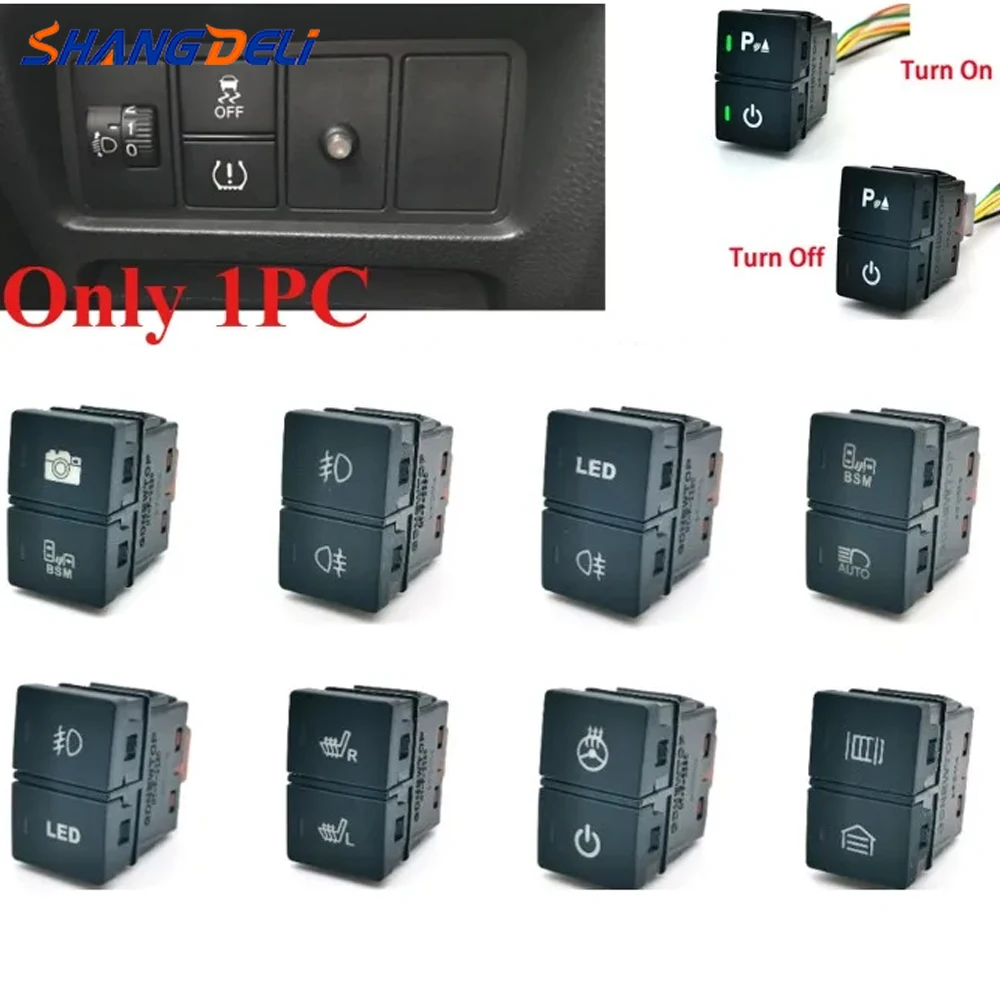1PC Fit For Honda CRV URV AVANCIER CITY Car Dual Switch Radar Fog Light Power on Off LED DRL Auto Light Switch Button with Wire