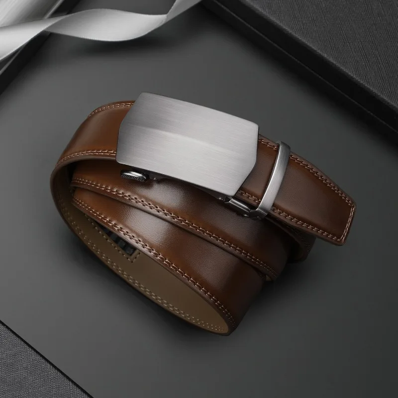 

Мужской ремень премиум-класса с автоматической пряжкой, кожаный, в стиле ретро, простой и универсальный, для мужчин среднего и молодого возраста.