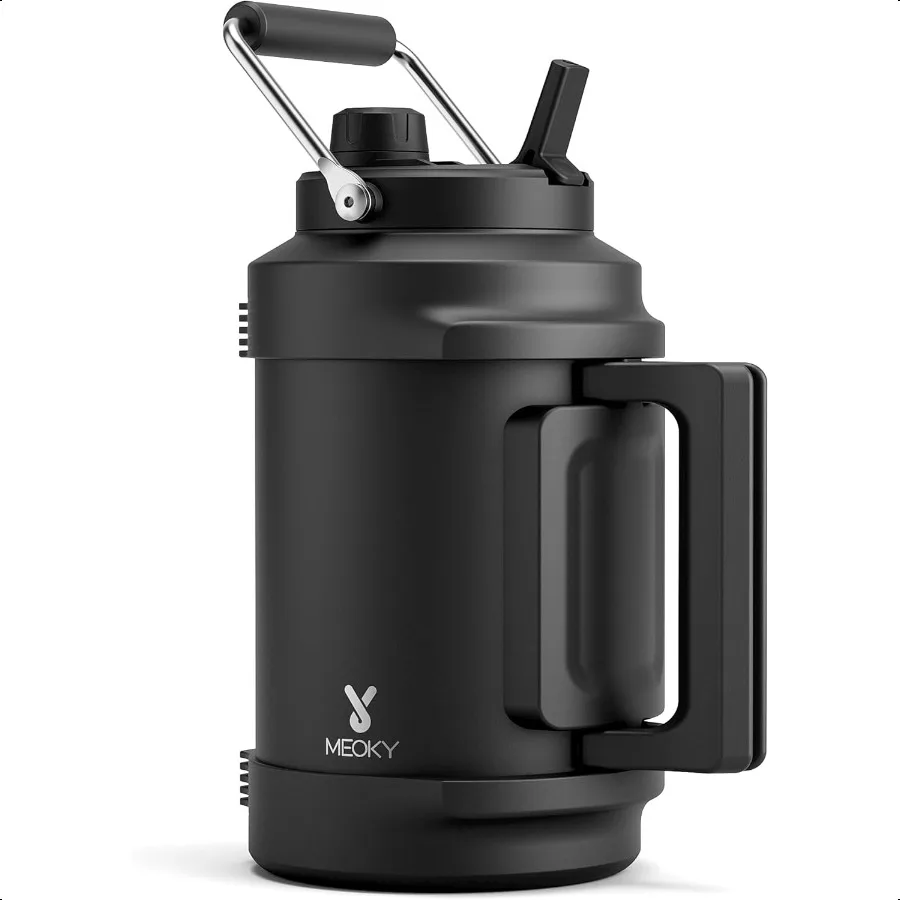 

1 Gallon Insulated Water Bottle for Sports 128 oz Triple Wall Vacuum Stainl Steel Water Jug Top and Side Handles Cold for 48 Hr