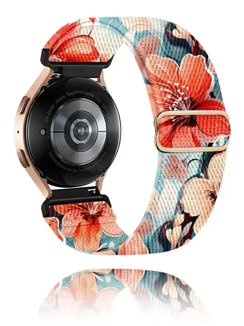 1 Pack Man Woman 20mm Printed Watch Stretchy Loop Band For Galaxy Watch 7 6 5 4 3 FE 40mm 41mm 42mm 44mm 45mm 46mm