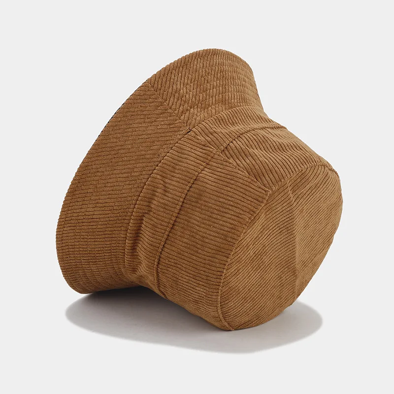 Cappello da pescatore in velluto a coste a doppia faccia autunno e inverno cappello versatile per le vacanze cappellini per lavabo solidi con parasole unisex