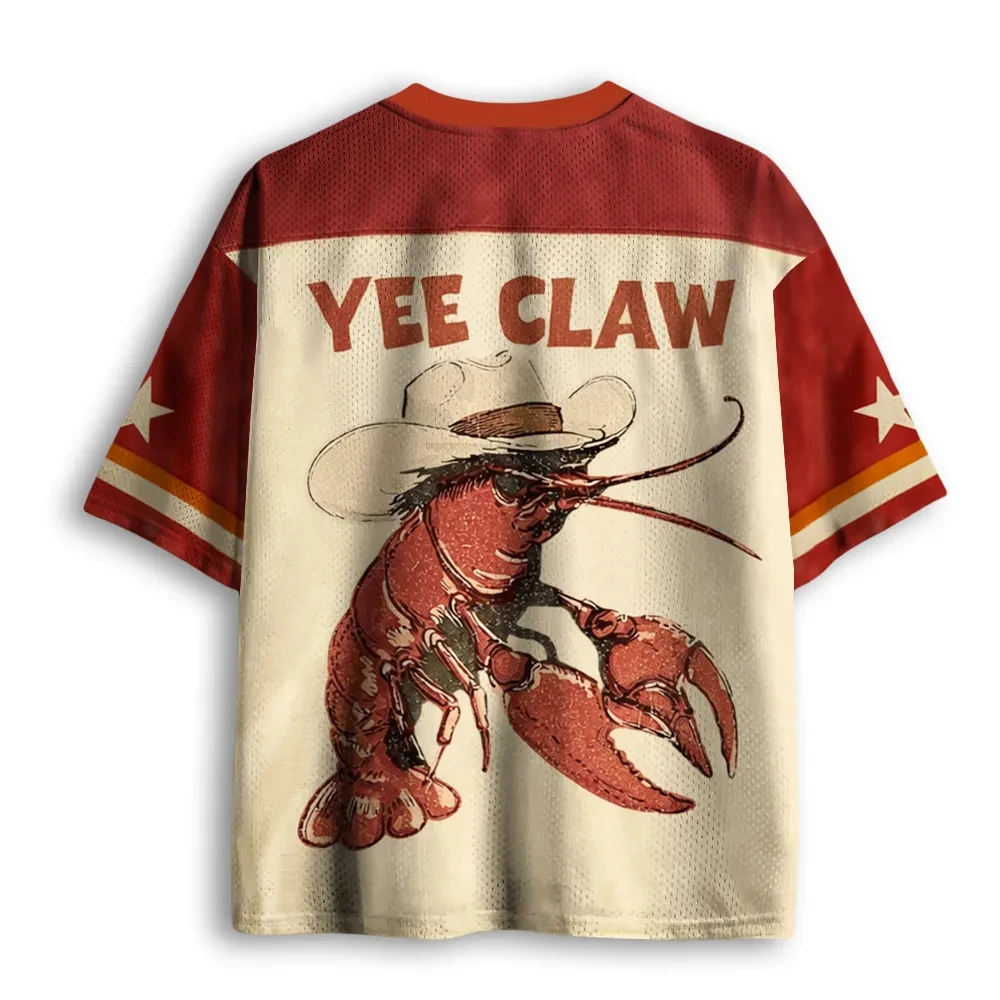 2026 Summer Fashion New Style Fun Western Cowboy Lobster 3D Printed Quick Drying T-shirt Casual Loose V-neck T-shirt Large Size