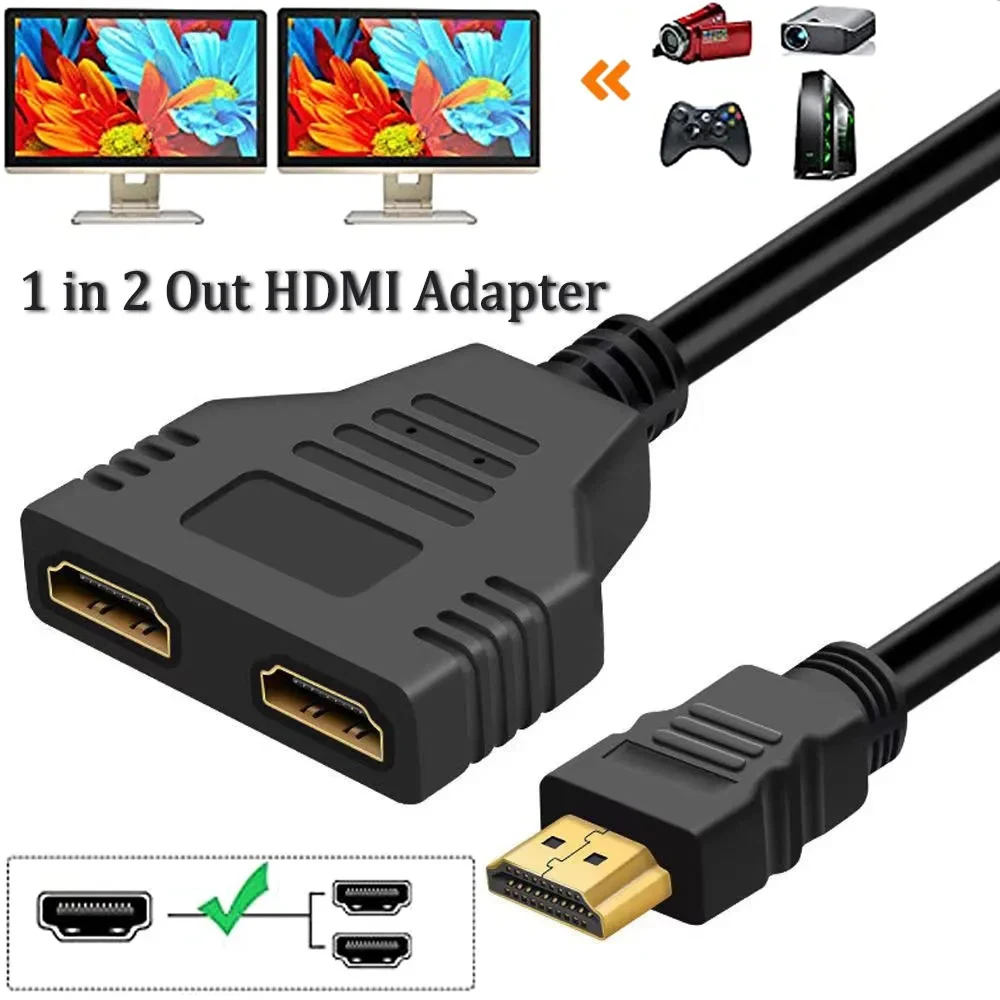 

Один в два Компьютерный монитор HD Кабель HDMI 2-портовый HD 1080P HDMI Разветвитель Один вход на два выхода Переходной кабель «папа-мама»