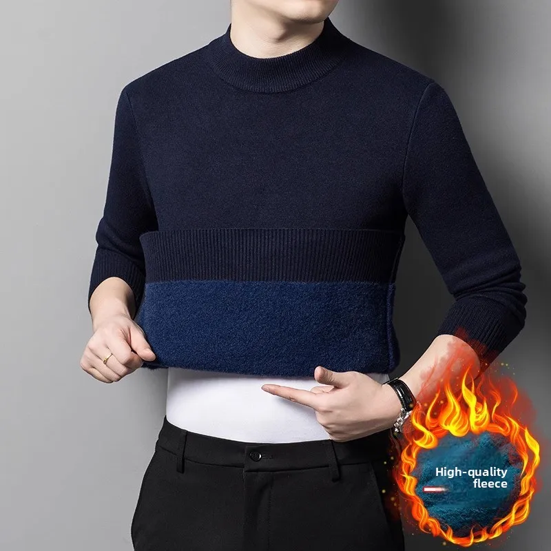 Half turtleneck navy blue [plus velvet]