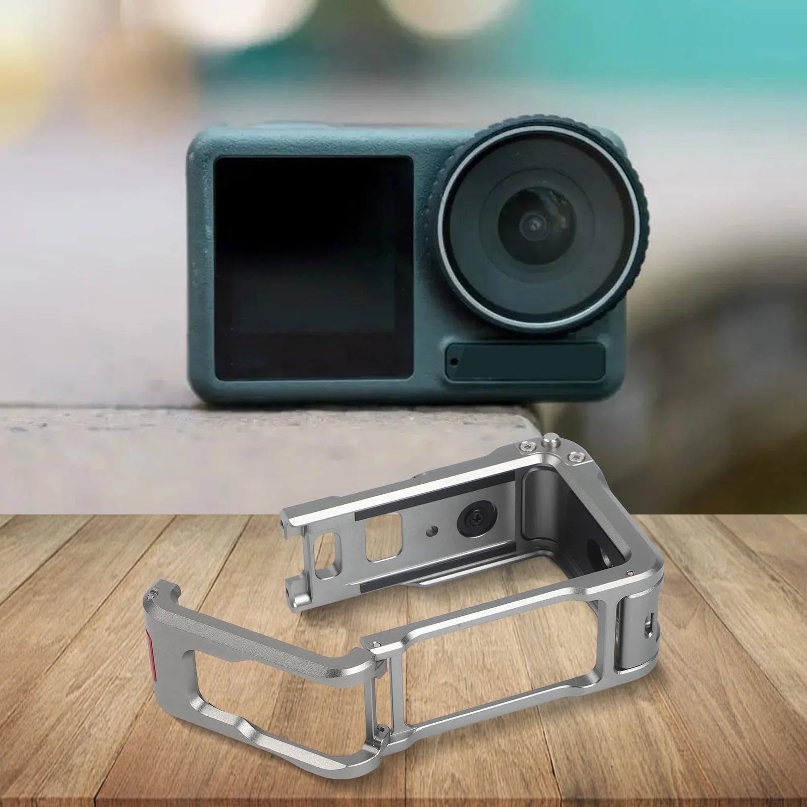 Aluminum Alloy Frame for DJI Action 6 Providing Structural Reinforcement Without Obscuring Indicators or Ports