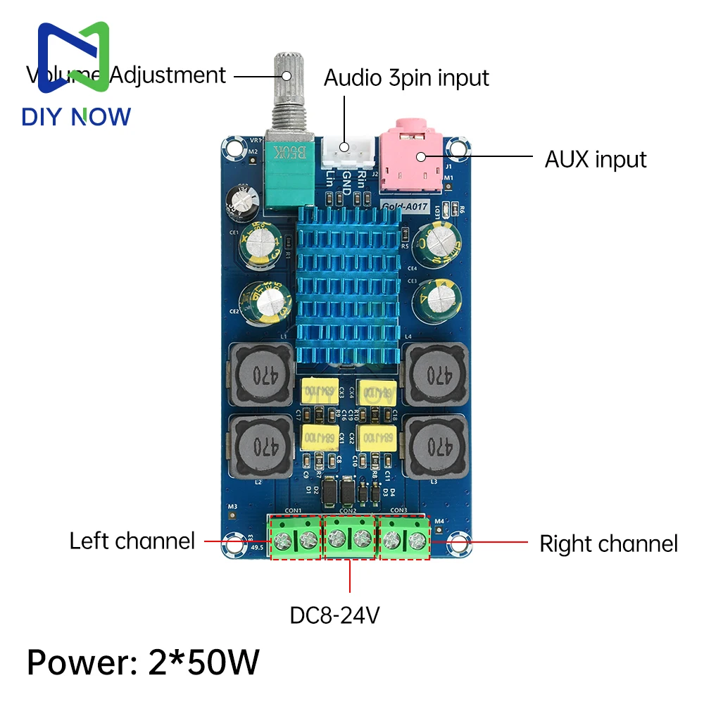 100W audio power amplifier board DC 8-24V dual-channel digital audio power amplifier board amplifier amplifier TPA3116D2