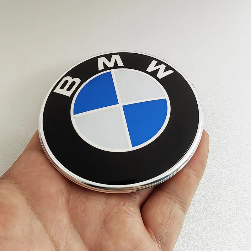 Insignia de capó delantero de coche, insignia de maletero trasero para BMW F10 F30, emblema de aniversario de 82mm, 3d, ABS, azul y negro, accesorios