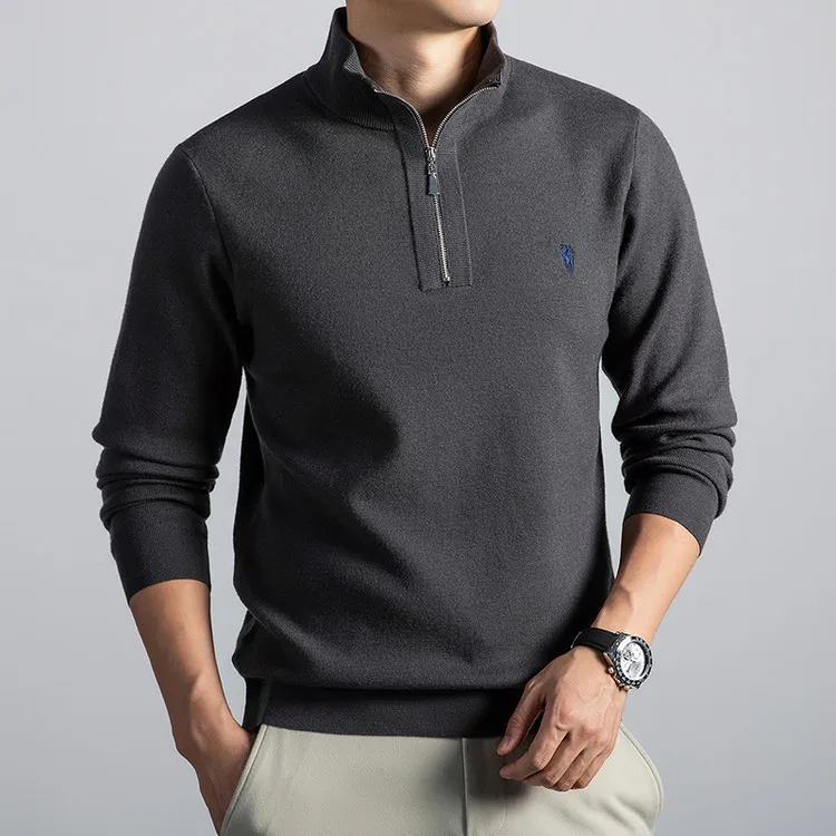 

Men's Knitted Wool Sweater f Zipper Stand Collar Autumn Winter New Sle Faion Casual Base Layer Men's Clothing