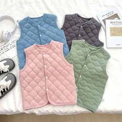 New Autumn Winter Uniform Warm Boys Girls Thickened Medium Large Children Warm Inner Baby Wear Single Top Stylish Vest