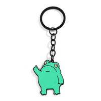 Cute Frog Keychain Cartoon Animal Frog Metal Badge Enamel Pendant Keyring Car Backpack Key Holder Kawaii Jewelry Accessories