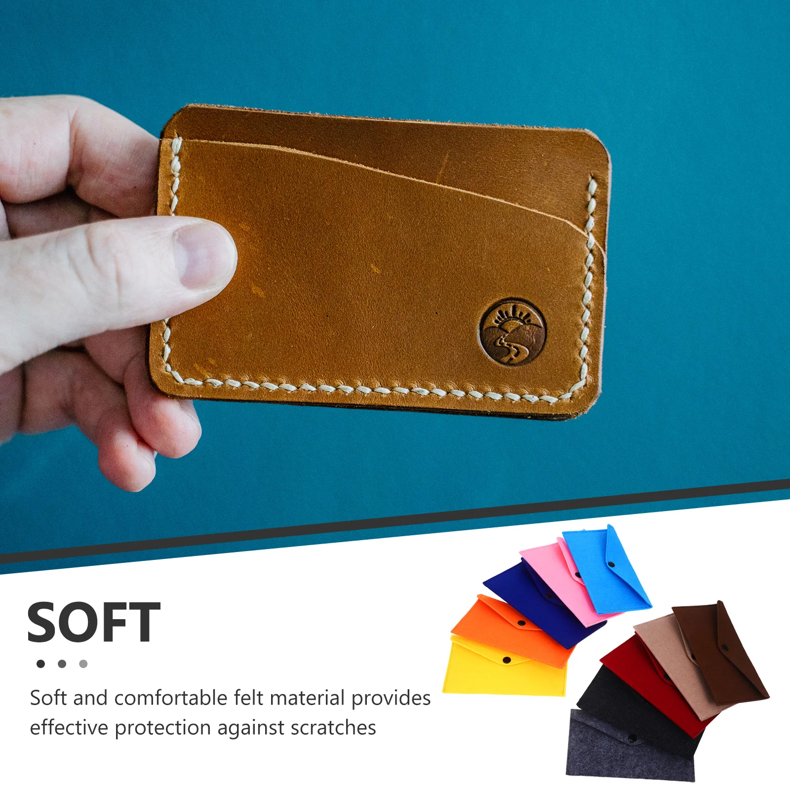 10 ชิ้น Felt กระเป๋าโทรศัพท์ซองปุ่ม Snap ปิดกระเป๋าขนาดเล็กหลากสี Travel Daily Use Compact Design