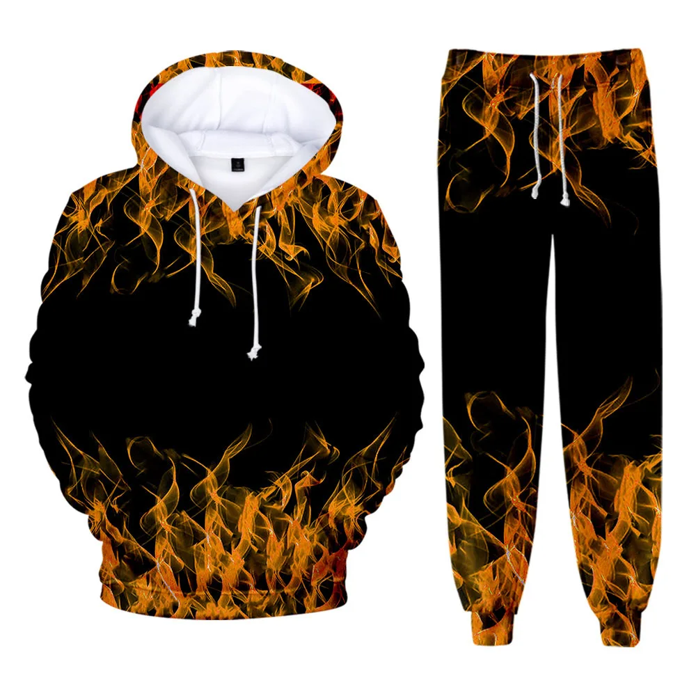 Colorful Flame 3D Print kids Tracksuit Set Casual Hoodie+Pants 2pcs Sets Spring Autumn Oversized Sweatshirt Fashion Clothes