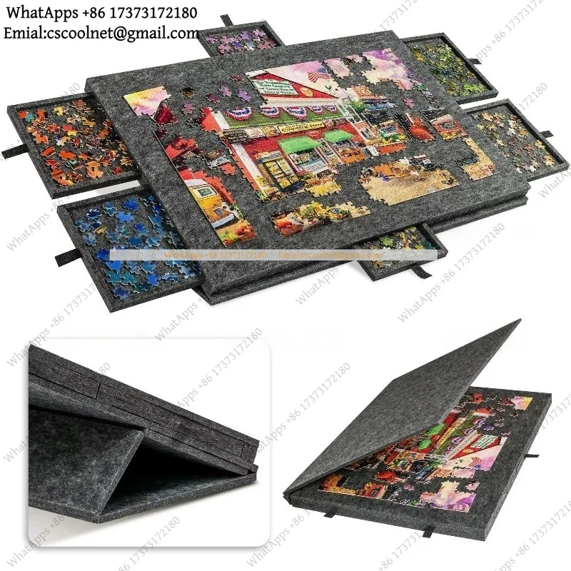 Folding Felt Puzzle Board Portable Storage Table 2000 Pieces Sorting Mat Drawer Type Organizer Tray Universal Jigsaw Accessories