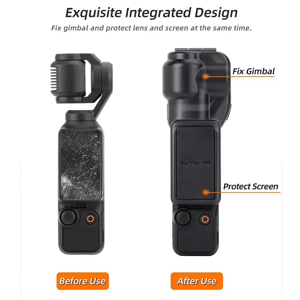 Sunnylife For DJI Osmo Pocket 3 Protective Cover Silicone Cover Pocket 3 Pan Head Lens Screen Protective Case Accessories