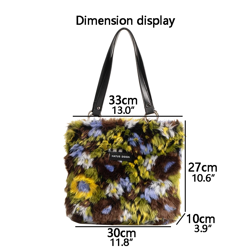 JIOMAY bolsa feminina tendência 2023 Bolsas de ombro de pelúcia de inverno frete gratis bolsas de mão macia de luxo Saco de Tote colorido da grande capacidade da impressão floral