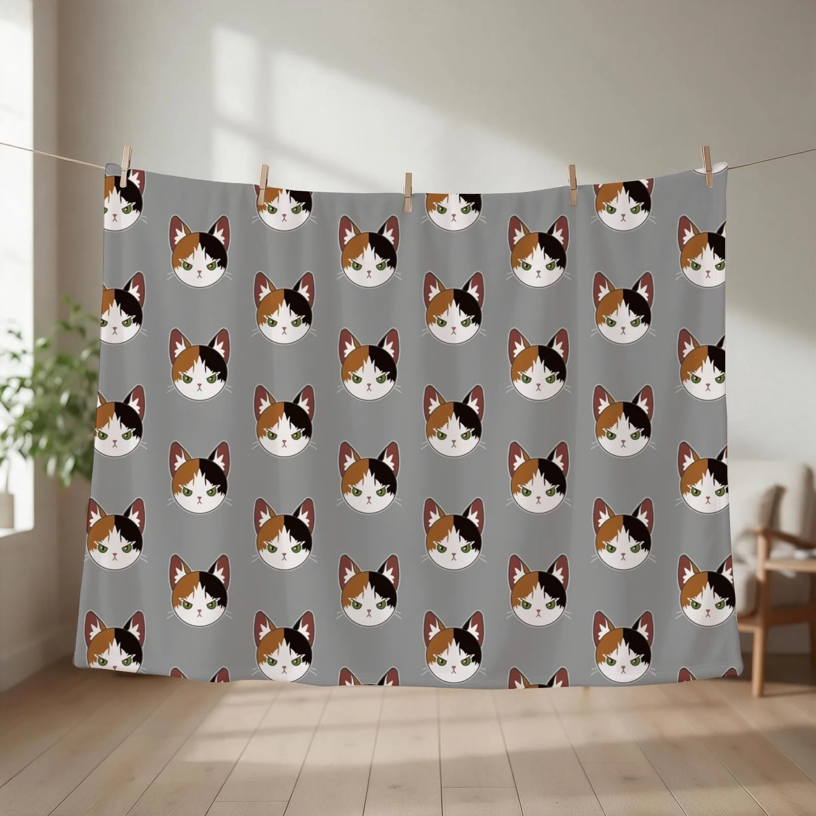 Calico cat Throw Blanket couch cozy soft plush fuzzy picnic outdoor blanket