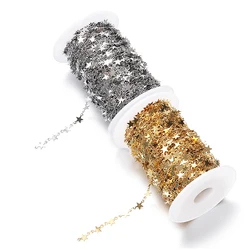 1meter Gold Color Stainless Steel Chains Star Link Chains DIY for Women Necklace Bracelet Jewelry Making Components DIY No Faded