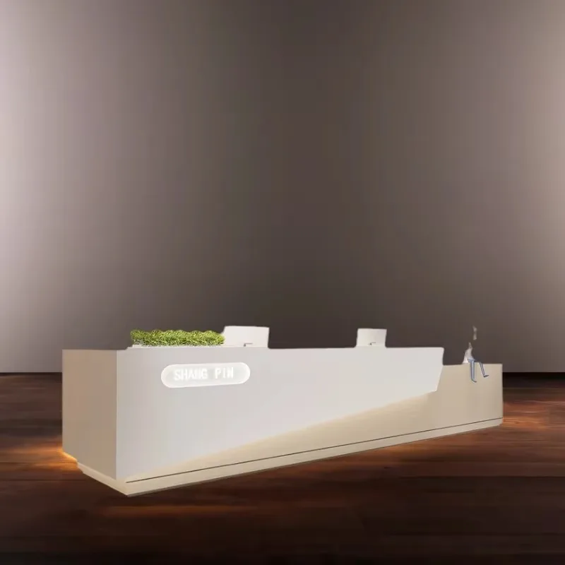 

Restaurant Furniture Reception Desk Counter Long Front Clothes Home Receptionist Salon Modern Luxury Store Cosmetics Aesthetic