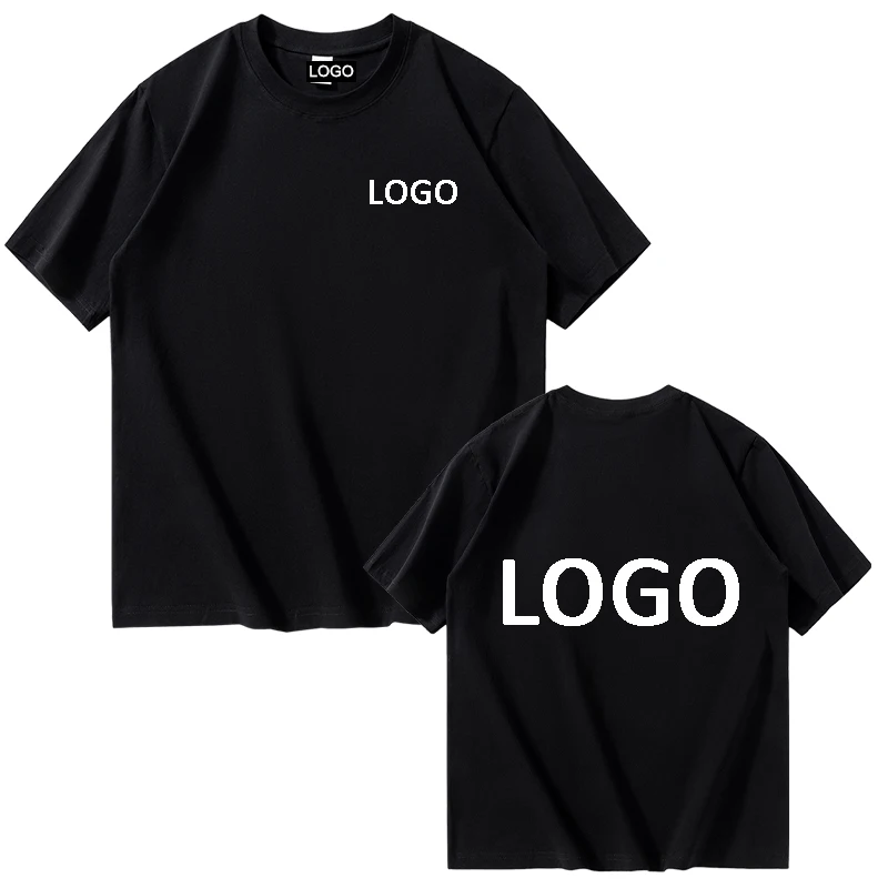 

Customized printed men's and women's cotton T-shirt loose casual fashion custom label short sleeved T-shirt shoulder down style