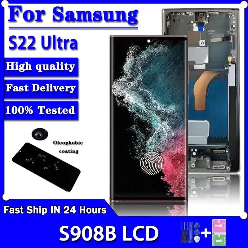 Top! Super AMOLED for Samsung S22 Ultra 5G SM-S908B/DS S908N S908U S908E Lcd Display Touch Screen Digitizer Assembly S22Ultra